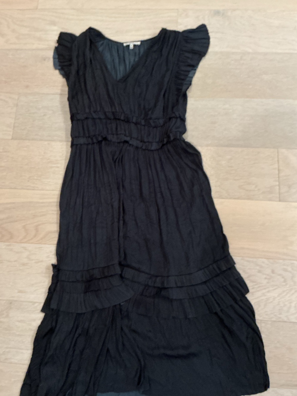 Current Air Navy Ruffle Tiered V-Neck Women's Dress